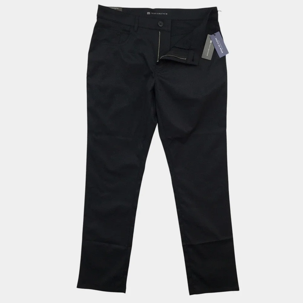 NEW! Travis Mathew Mens Open To Close 2.0 Standard Fit Black Golf Pants 34x32